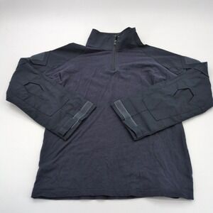 Tactical 1/4 Zip Pullover Jacket Size XL Blue Cotton Elastane Ribbed Knit Mock
